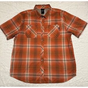 Gerry Plaid Short Sleeve Button Up Shirt Men's XL Dark Orange Outdoor Casual
